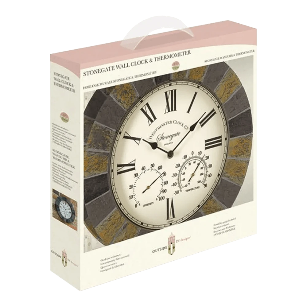 Buitenklok Stonegate - 3in1 - 35cm 2 Buitenklok Stonegate - 3in1 - 35cm - Afbeelding 2