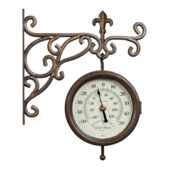 Buitenklok York - Klok Met Thermometer - 25x28.5cm - Brons/Wit
