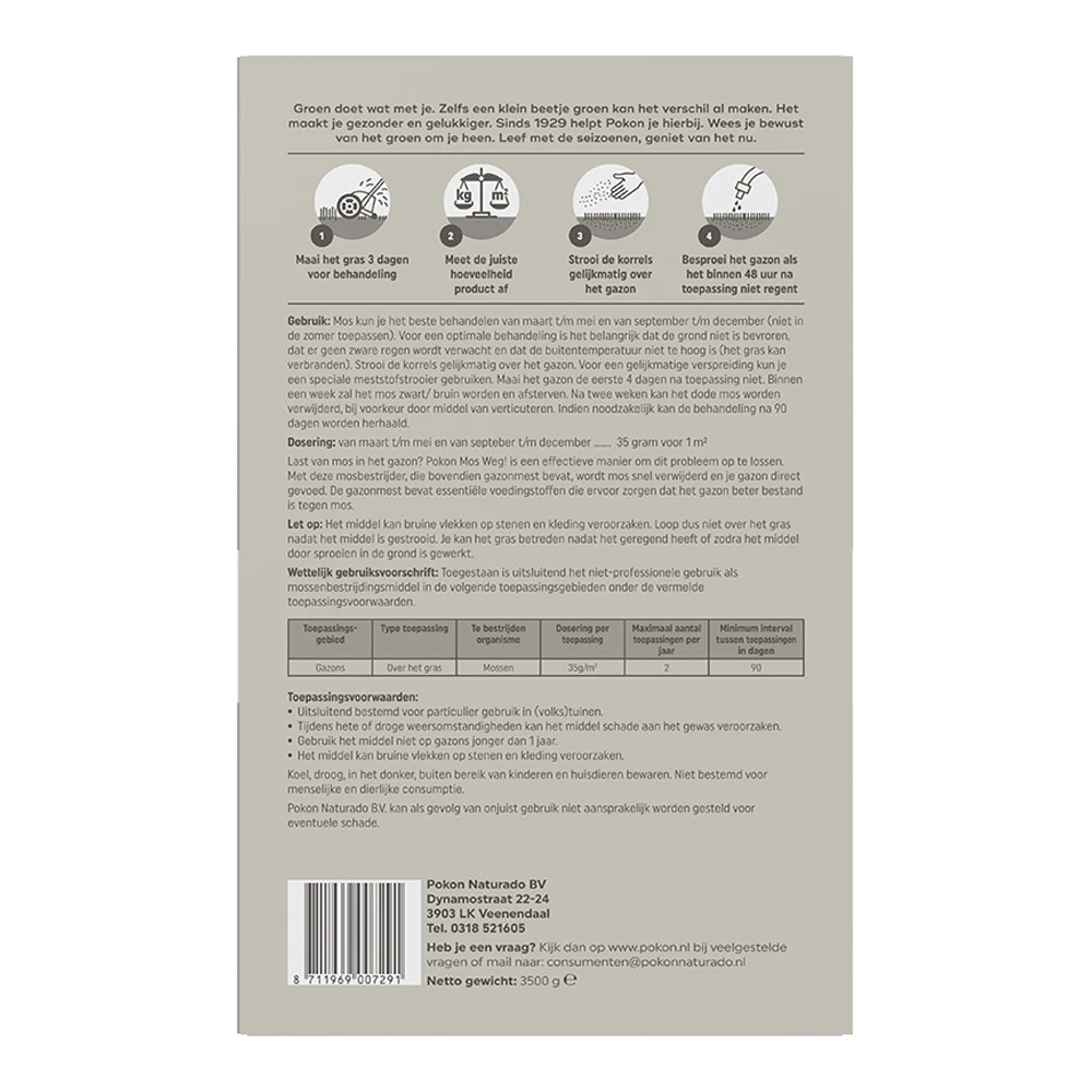 Pokon Mos Weg! 3,5kg Voor 100mu00b2 - Onkruid En Aanslag 2 Pokon Mos Weg! 3,5kg Voor 100mu00b2 - Onkruid En Aanslag - Afbeelding 2