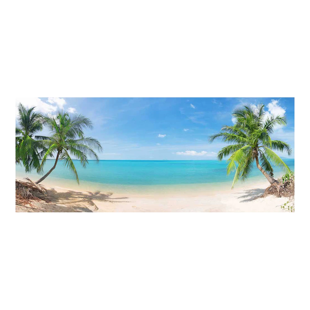Tuinposter Strand Met Palmen - 110x45cm 1 Tuinposter Strand Met Palmen - 110x45cm