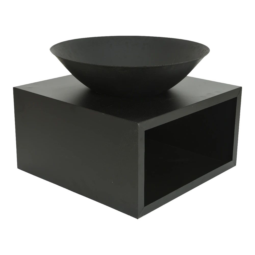 Vuurschaal Rond Met Houtopslag - D60cm - Zwart 1 Vuurschaal Rond Met Houtopslag - D60cm - Zwart